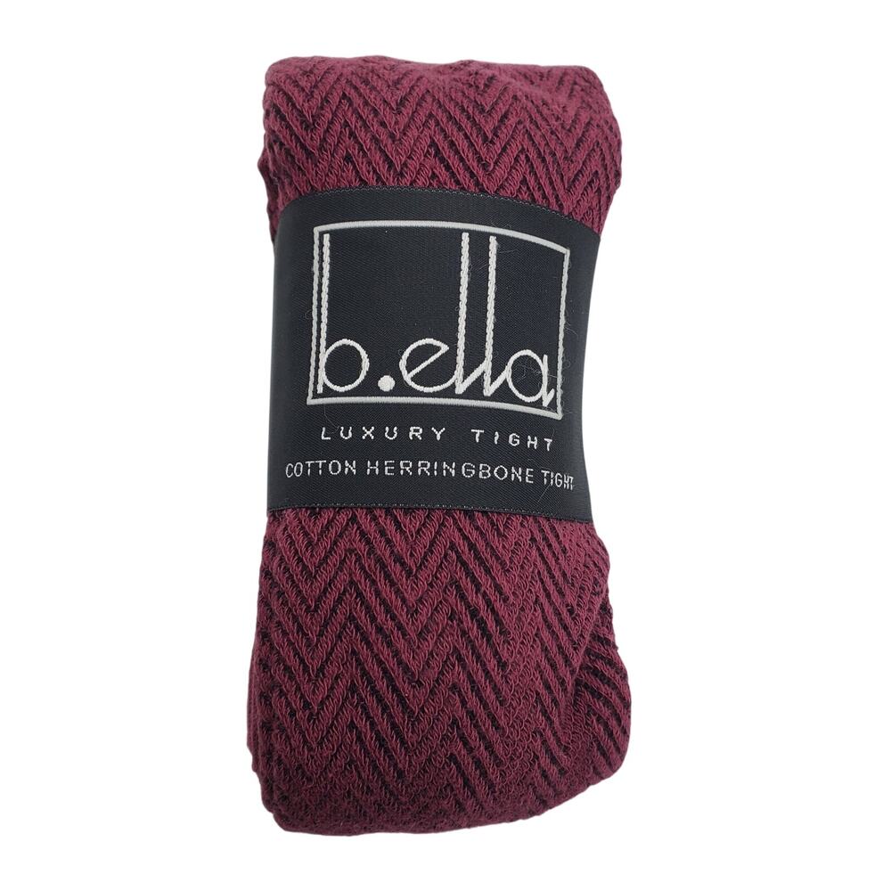 Herringbone 80% Cotton Tights Small‎ Burgundy Wine B.ella New Pattern Cozy Warm